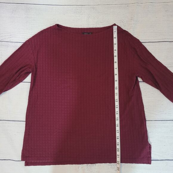 J. Jill	Size	XS Wearever Collection Square Design 3/4 Sleeve Maroon Tunic Top - Picture 7 of 9